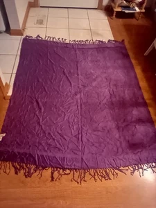 Milli Home purple table cloth by Marsha Cutler paisley print ruffles 62" x 51" - Picture 1 of 5