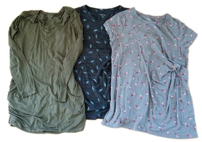 Lot of 3 A:Glow Maternity Shirt Top XXL Black Gray Green Short Long Sleeve aglow - Image 1 of 4