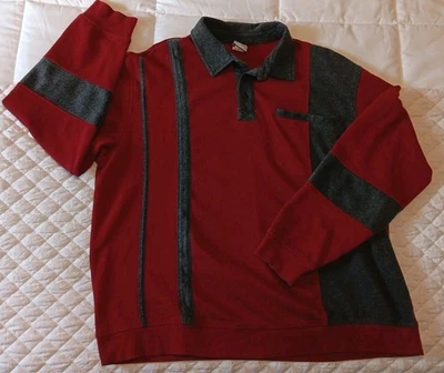 Vtg Men’s Haband Casual Joe Long Sleeve Shirt, Colorblock, Burgundy/Gray Size XX - Image 1 of 4