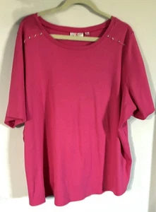 Bright Pink Quacker Factory Short Sleevr Shirt Size 3 X Shoulder Detailing - Picture 1 of 5