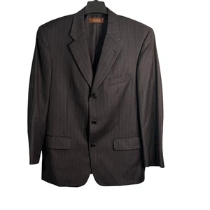 Tasso Elba Mens Suit Jacket Size 40R Gray Pinstripe Wool 3 Button Pockets - Picture 1 of 10