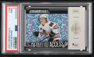 2023 Credentials Debut Ticket Access Variation 70/199 Connor Bedard PSA 9 Rookie - Image 1 of 3