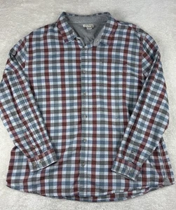 Carbon 2 Cobalt Heavyweight Flannel Shirt Mens 2XL Blue Plaid Long Sleeve Button - Picture 1 of 4