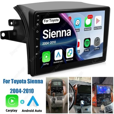 Navegação GPS estéreo rádio carro Apple Carplay Android 15 para Toyota Sienna 2004-2010 - Imagem 1 de 4