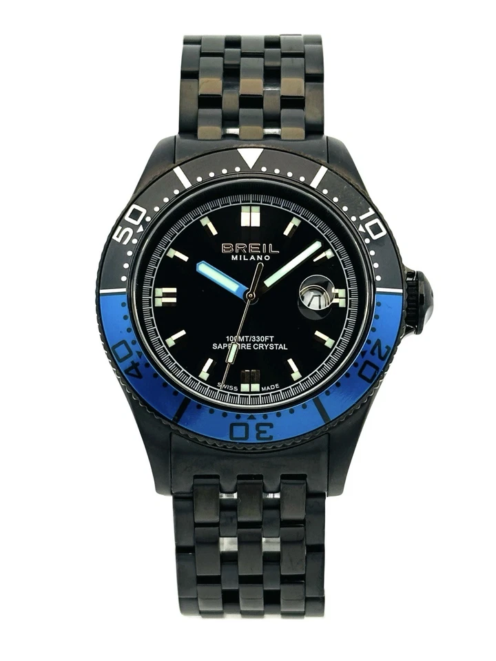 Breil Milano Swiss BW0404 Manta redondo preto relógio de aço inoxidável data analógica - Imagem 1 de 1