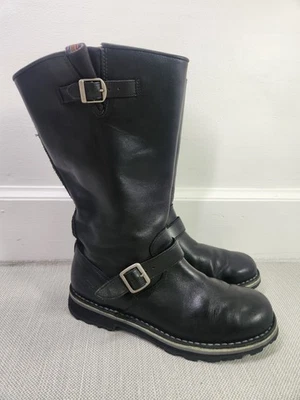 Merrell Wilderness Remix Size 8 Black Leather Boots Mid Calf Moto Combat  - Image 1 of 4