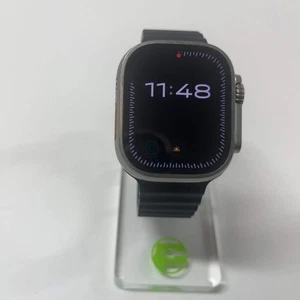Unlocked Apple Watch Ultra 49MM Natural Titanium Black Ocean Band MQET3LL/A - Picture 1 of 8