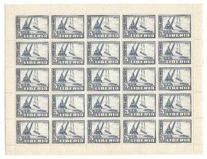 Liberia # 298-99 MNH Sheet 1947 Monrovia Harbor Issue - Picture 1 of 2