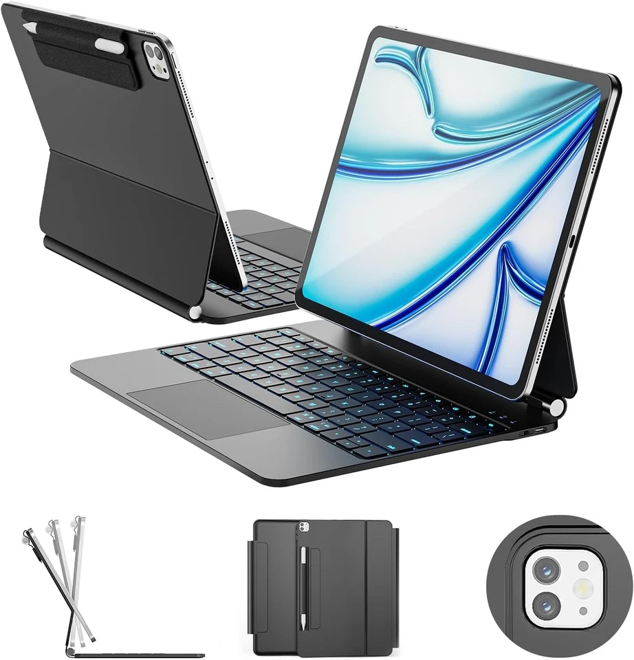 ESR for iPad Air 13-inch Case with Keyboard (M3/M2 2025), iPad Pro 12.9,Black - Image 1 of 1