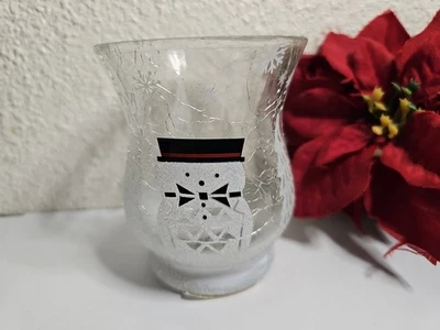 Yankee свечи матовый треск стекла снеговик ураган обет держатель - новый в коробке - Изображение 1 из 4