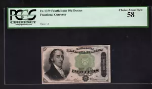 50 Cent Fourth Issue Fr 1379 Fractional Currency PCGS 58 Choice About New - V9 - Picture 1 of 2