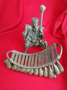 Sculpture en Bronze, Musicien Africain avec son Xylophone Ancien . - Imagen 1 de 10