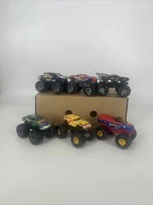 Monster Jam Truck Superhero Small Hub Lot of 6, Wolverine, Hulk, Superman, Etc - Picture 1 of 12