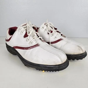 FootJoy Womens Size 7 eComfort Leather Golf Shoes Red & White 98322 Soft Cleats - Picture 1 of 7