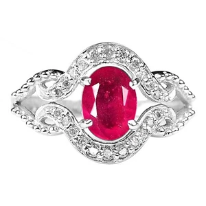 Ovale Form 2,21Kt 100% Natürlich Rot Rubin Damen Ring Im 925 Sterling Silber - Bild 1 von 1