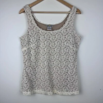 Camiseta regata Kathleen Kirkwood branca transparente forrada de renda coquete Y2K boho fada M - Imagem 1 de 4