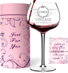 40TH Birthday Gifts for Her, Vintage 1985 40Th Wine Glass, 40 Year Old Birthday - Picture 1 of 7