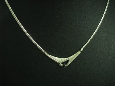 Collana In Argento Sterling 925 Con Spinello E Zirconia / Argento Reale / 43,3cm - Immagine 1 di 4