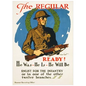 IMÁN NEVERA de alistamiento regular para reclutamiento de infantería, 1914 Guerra Mundial - Imagen 1 de 7