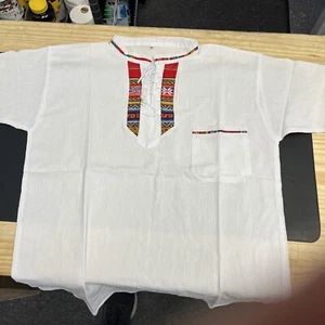 Shirt Mens M White Guayabera Rockabilly Cuban Classic New - Picture 1 of 7