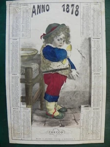 Calendario Infantil Vallardi Litografía Colorida De Época Milano 1877 - Picture 1 of 3