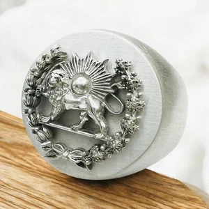 Naher Osten 925 Silber Kaiser Löwe & Sonne Perser Wappen Pahlavi Ring #2 - Bild 1 von 8