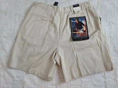 Pantalones Cortos Chinos Fruit of the Loom Dead Stock Años 90 De Colección Caqui Claro - Talla 36 Nuevos con Etiquetas Foto 1 de 4