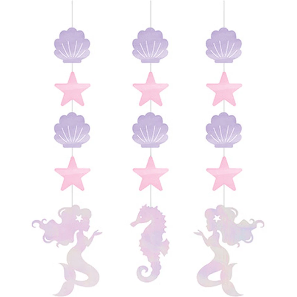 Mermaid Shine Hanging Cutouts x 3 Mermaid Girls Party Decorations - Image 1 of 1