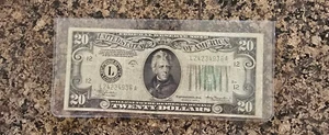 United States USA UNC Note $20 Dollars 1934 A Green Seal "L" San Francisco Circ. - Picture 1 of 2