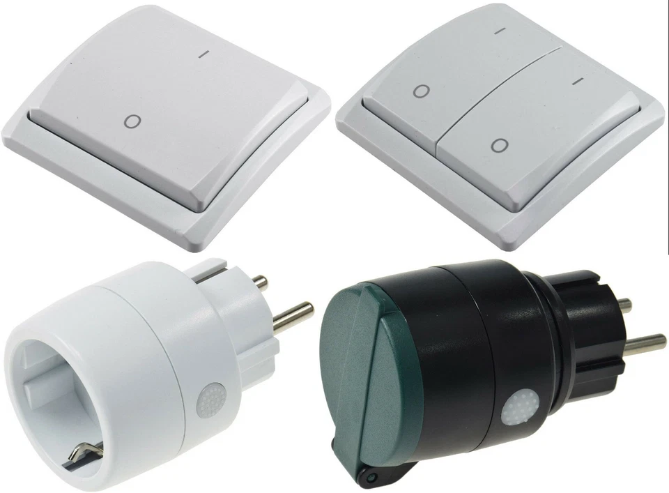 WANDSCHALTER FUNK SCHALTER STECKDOSE FERNBEDIENUNG SET LICHTSCHALTER AN AUS  - Bild 1 von 1