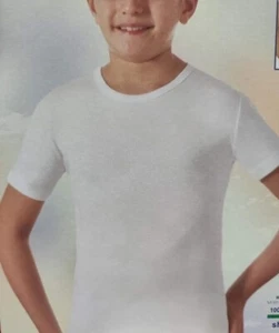 T-SHIRT BIANCA CALDO COTONE RAGAZZO - Picture 1 of 6