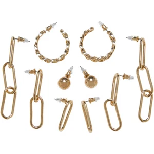 Various Chain Earrings Urban Classics 5-Pack Stud Earrings Hoops Women - Picture 1 of 4