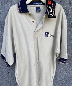 Men's Saturn Cycling Polo Shirt Sz Small Cream With Navy Stitching NWT - Picture 1 of 4