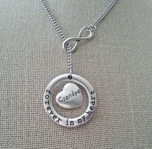 Grandpa Grandfather Forever In My Heart Memorial Loss Infinity Lariat Necklace - Picture 1 of 4