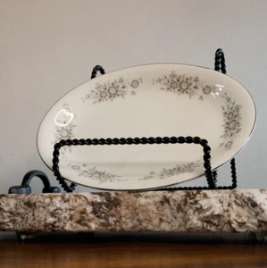 Vintage EKCO Fine China Winsford Floral Relish Dish Blue Grey White Flowers 8" - Picture 1 of 3