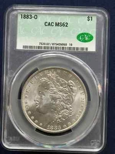 Moneda de 1 dólar de plata Morgan 1883-O CACG MS 62 CAC - Imagen 1 de 4