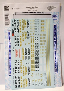 Microscale Decal HO #87-130 Western Maryland - WM -- Hood Diesels (Black & Circ - Picture 1 of 1