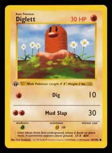 Pokemon Card Diglett 47/102 1st Edition Base Set WOTC Vintage MP 1999 - Picture 1 of 2
