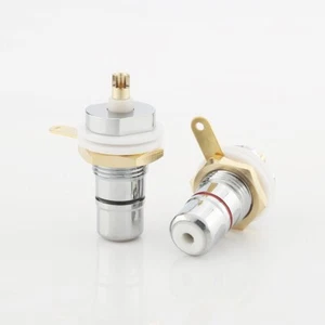 4pcs RCA Socket Rhodium + Gold Plated RCA Female Terminal for HiFi Amplifier DIY - Picture 1 of 11