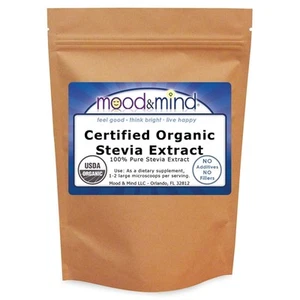 Organic White Stevia Extract Powder 100% Pure +Micro-Scoop - 16 oz/1 lb. Bulk - Picture 1 of 3