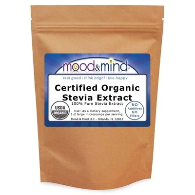 Organic White Stevia Extract Powder 100% Pure +Micro-Scoop - 16 oz/1 lb. Bulk - Image 1 of 3