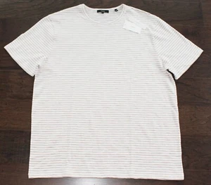 $135 Nuova T-Shirt Girocollo VINCE Uomo XL X-LARGE Slub Righe Himalayan SS Crema - Foto 1 di 6