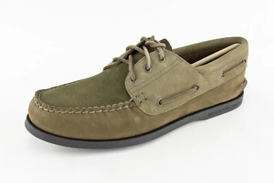 Sperry x J. Crew 3 Eye Leather Boat Shoe Olive Top Sider Limited $110 - Image 1 of 4