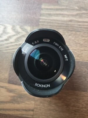 Rokinon 7.5mm Fisheye Lens for m4/3 cameras.  Silver.  Excellent! - Image 1 of 2