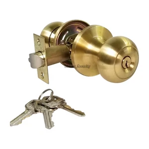 High Quality Door Knob Lock Entry Keyed Cylinder 3 Keys Exterior Interior Kw1 SB - Picture 1 of 12