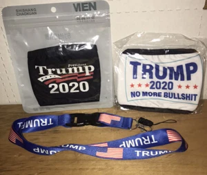 Trump 2020 No More Bullshit, President Trump 2020 Face Masks & Trump Lanyard LOT - Picture 1 of 5