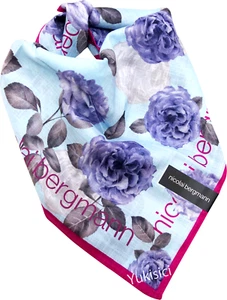 Nicolai Bergmann Made in Japan Ltd Baumwollschal Blumenmuster Hellblau 59 cm Neu - Bild 1 von 4