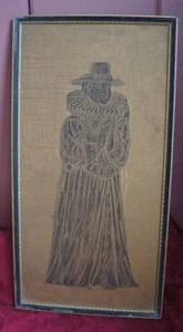 VTG. FRAMED STONE RUBBING FEATURING ANTIQUE MALE PRAYING FIGURE - Picture 1 of 3