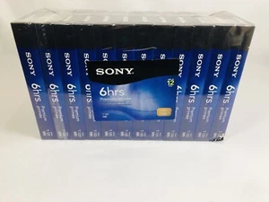 Sony VHS T-120 Premium Blank 6 Hour Tapes 12 Pack New Sealed SMALL TEAR IN SEAL - Picture 1 of 9