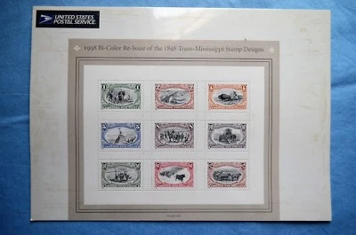 1998 Bi-Color Re-Issue of the 1898 Trans-Mississippi Stamp Designs, Full Pane - Image 1 of 3